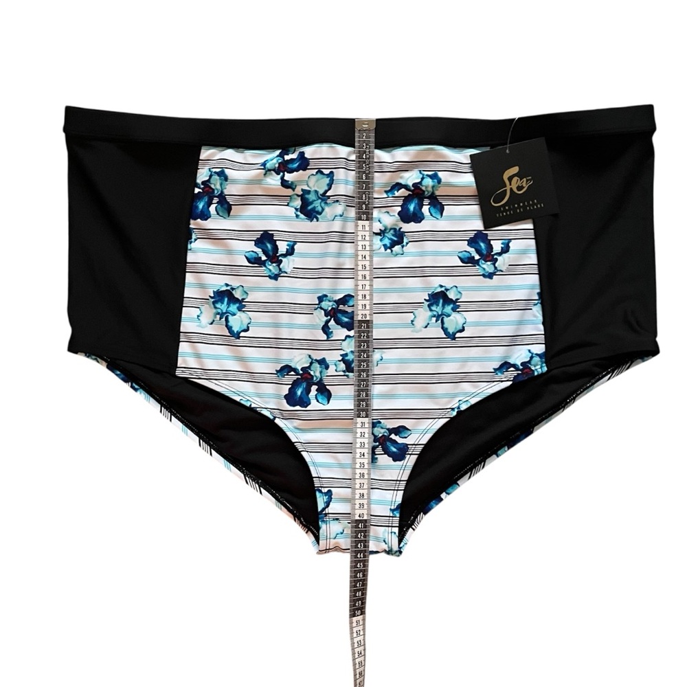 Sea Swimwear Bikini Bottom Floral Striped Swimming Summer Plus Size 4X - Picture 2 of 13